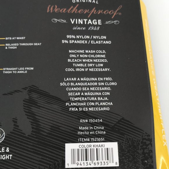 Weatherproof Vintage Mens Pants 32x32 Brown Khaki Regular Fit Flex Tech Packable - Picture 9 of 12